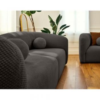 Canapé d’angle 2 places en velours gris – Collection Charles