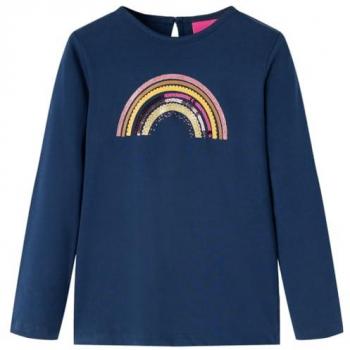 VidaXL Girls' Long Sleeve T-Shirt Navy Blue 140