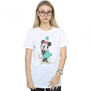 Disney Women’s Minnie's Shamrock Hat Boyfriend T‑Shirt XL (White)