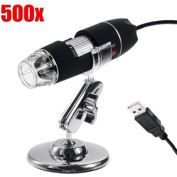 Pinzas de Aumento y Cámara Estéreo Microscópica USB 8 LEDs 1600x