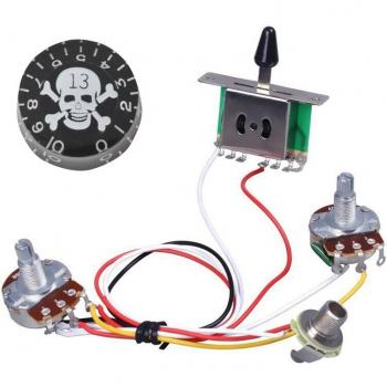 E Speed Volume Tone Control Knob Black with Guitar Pre-Wired Harness and 3-Way Blade Toggle Switch 1V1T 500K