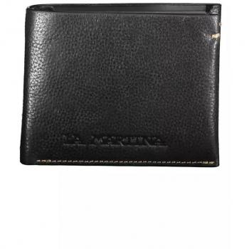 La Martina Elegant Black Leather Wallet for Men, Black, ONE SIZE