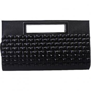 Soft Plaid Clutch with Rhinestones for Ladies