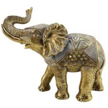 Figura Elefante en Resina Dorado Romimex 24 x 22 x 12 cm