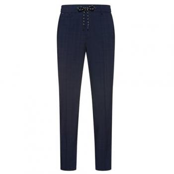 Boss Mens P-Perin Checked Mid-Rise Tapered Trousers in Dark Blue