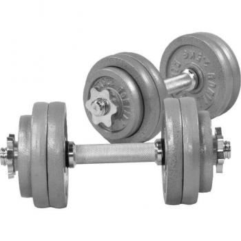 GORILLA SPORTS® Kurzhanteln 2er Set 30 kg – Hantelscheiben 30 mm, rutschfeste Griffe, Silber/Schwarz