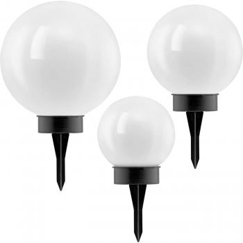 Solar-Powered White Spherical LED Stake Light Kit