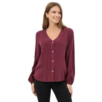 Women's Wine Color Long Sleeve Top – M&Co Size 18