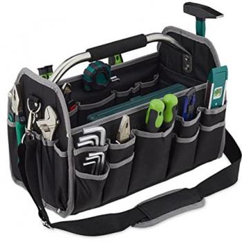 Bolsa organizadora de herramientas Relaxdays, con correa y asa, 30x42x23 cm, color negro