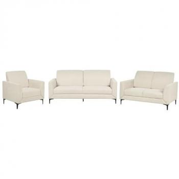 Mueble de Sala de Estar 6 Plazas Sofás y Sillón Beige de Tela Poliester