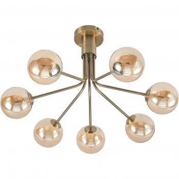 Lucande 7-Bulb Retro Brass Ceiling Illumination