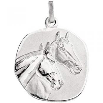 Jobo Damen Anhänger Pferdeköpfe 925 Sterling Silber mattiert