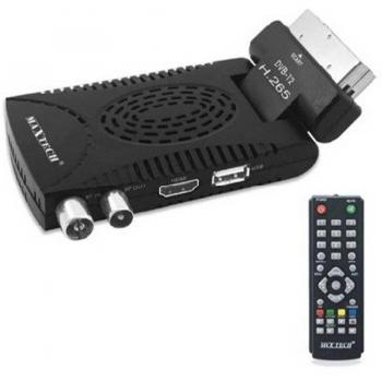 Receptor MaxTech HD-T2 DGT005: Decodificador H265 10‑bit + Salidas HDMI/Scart/USB