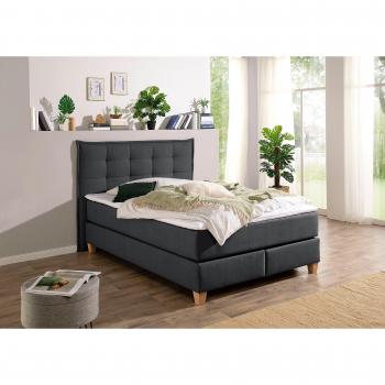 Boxspringbett mit Komfortschaum-Topper, grau