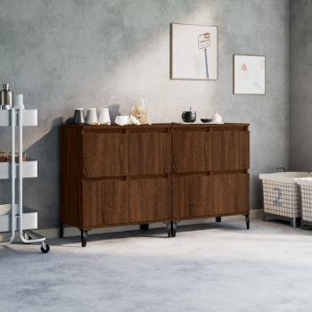 Buffet 2 pcs en bois d'ingénierie chêne marron 60x35x70 cm