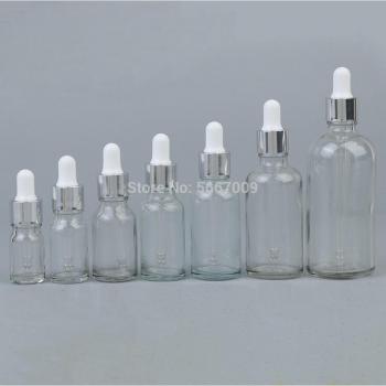 Laboratorio Transparente 50ml con Cuentagotas Plata – 10 Unidades