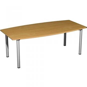 Konferenztisch mit Rundfuß, Buche/Silber, 2000x800-1200x720