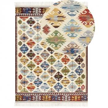 Bunter Kelim Teppich 160 x 230 cm mit Fransen