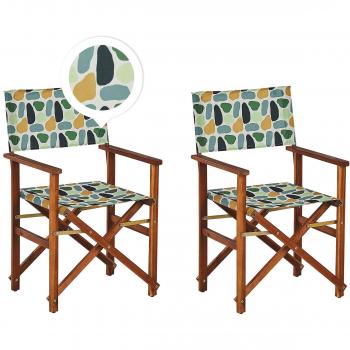 Duo Chaises Bois Acacia + Motif Abstrait