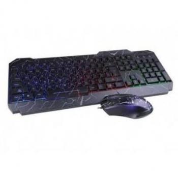 KIT TECLADO Y MOUSE NACEB NA-633 RETROILUMINADO ERGONÓMICO NEGRO