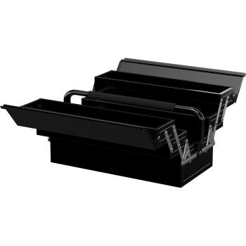 DURHAND 3 Tier Metal Toolbox, 5 Tray Portable Tool Box with Handle, Workshop Storage, 45cmx22.5cmx34.5cm, Black