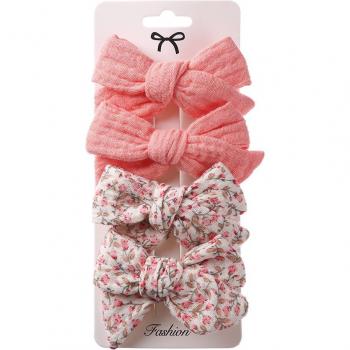 Conjunto 4‑Pieza: Horquilla Color Sólido y Lazo Coreano – Atractivo Floral