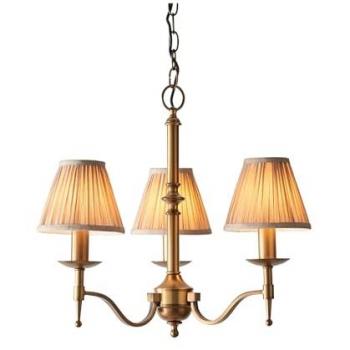 Lampadario Stanford Antico in Ottone a 3 Bracci E14