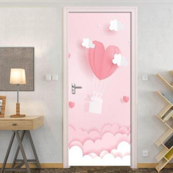 Sticker de Puerta Floral 3D con Personajes