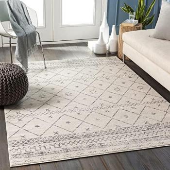Livabliss Tapis Ethnique à Motifs Blancs & Grises, 150 cm × 80 cm