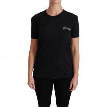 Dolce & Gabbana Blue Amore Patch Crewneck Cotton Top T-shirt