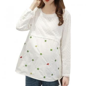 Cotton Embroidery Maternity Top