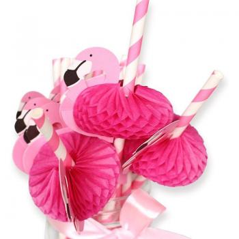 Flamingo Papiertrinkhalme für Poolpartys