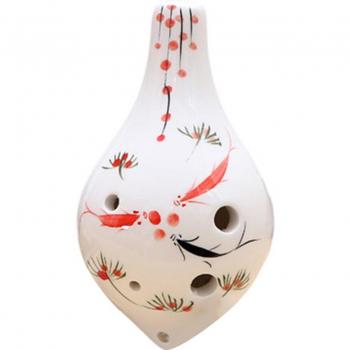 Ceramic Ocarina with Floral Pattern