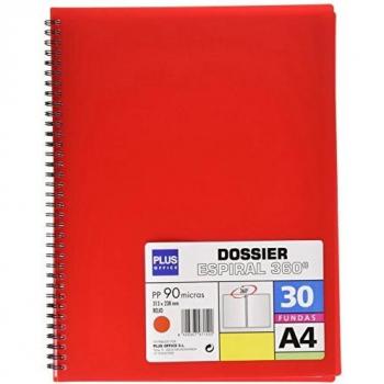 Plus Office carpeta 30 fundas espiral roja