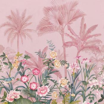 Fotomurale Palma Verde Rosa Ocra 210 x 280 cm