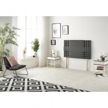 Ebern Luxara Solid Wood Bedside Ottoman – Charcoal