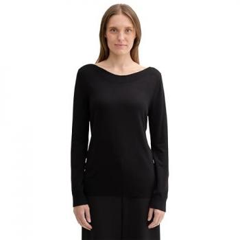 Tom Tailor Slim Fit Strickpullover mit Ripp-Blende in Black, Größe XXL
