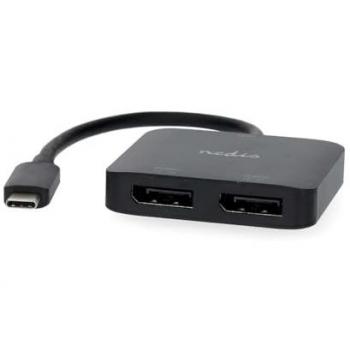 Nedis USB-C™ Adapter 2x DP, 4K@60Hz, 20 cm, Schwarz