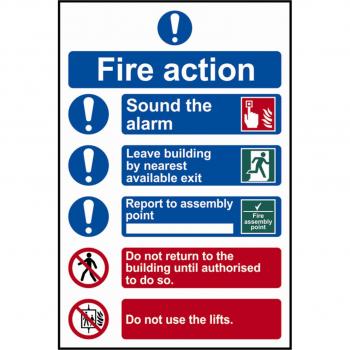 Scan Fire Action Procedure Sign 200mm x 300mm Semi-Rigid Self-Adhesive Style 2 PVC