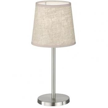 Lampe posée Eve, abat‑jour tissu nickel et sable