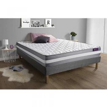 Septnuits Matelas + sommier Gris 90x200 Memo Plus 3 Zones