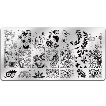 Placa de Sellos con Diseño de Flores para Uñas