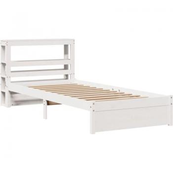 Cama Blanca 90x200 cm con Cabecero Sin Colchón