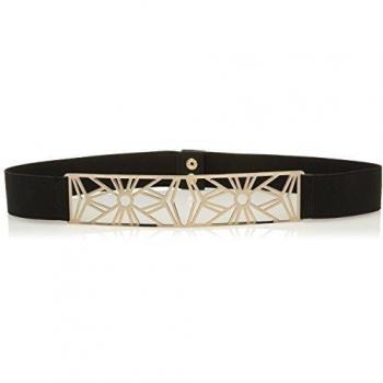 Cinturón de mujer Morgan 161-3UPGEO.A, Negro/Dorado, 75 cm