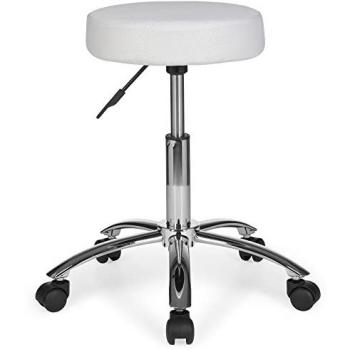 KADIMA DESIGN Komfort Rollhocker ARNO, 360° drehbar, gepolstert, bis 100 kg, Schwarz/Weiß