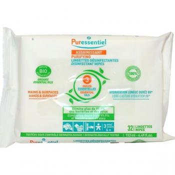 Puressentiel Lingettes Desinfectantes Mains et Surfaces 32 unités