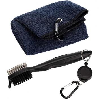 Golf Club Maintenance Brush and Towel Combo