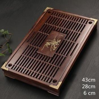 Solid Wood and Bamboo Carved Tea Tray 43cm*28cm*6.5cm