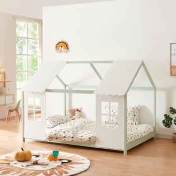 Cama de Sueños Verde Menta y Blanco Tostedt 140x200