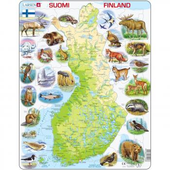 Rompecabezas de la Finlandia: Mapa y Vida Silvestre – 78 piezas